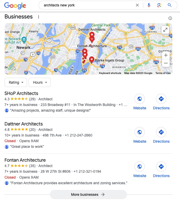 local seo for architects